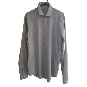 Kenneth Cole  Reaction Mens light gray slim fit shirt size 161/2 26/27